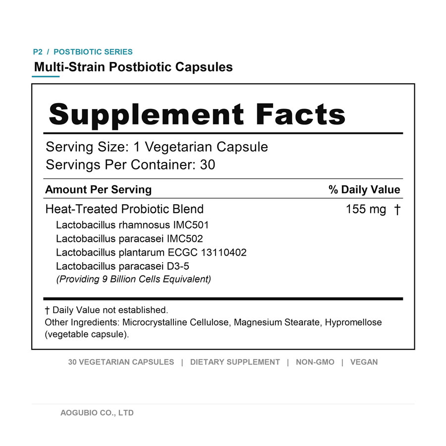 OEM Multi-Strain Inactivated Postbiotic Capsule Heat-Killed Postbiotic Supplier