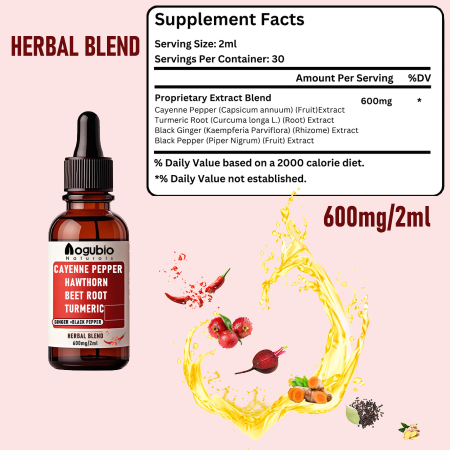 Cayenne Pepper Hawthorn Beet Root Turmeric Drops Supplement