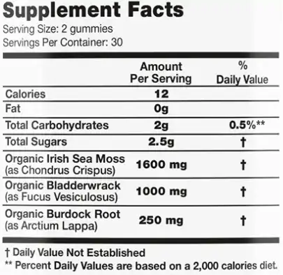 sea moss nutrition information