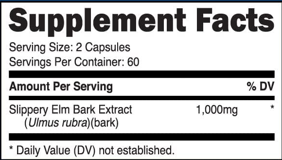 supplement facts of Slippery elm