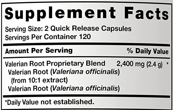 supplement facts of Valerian root